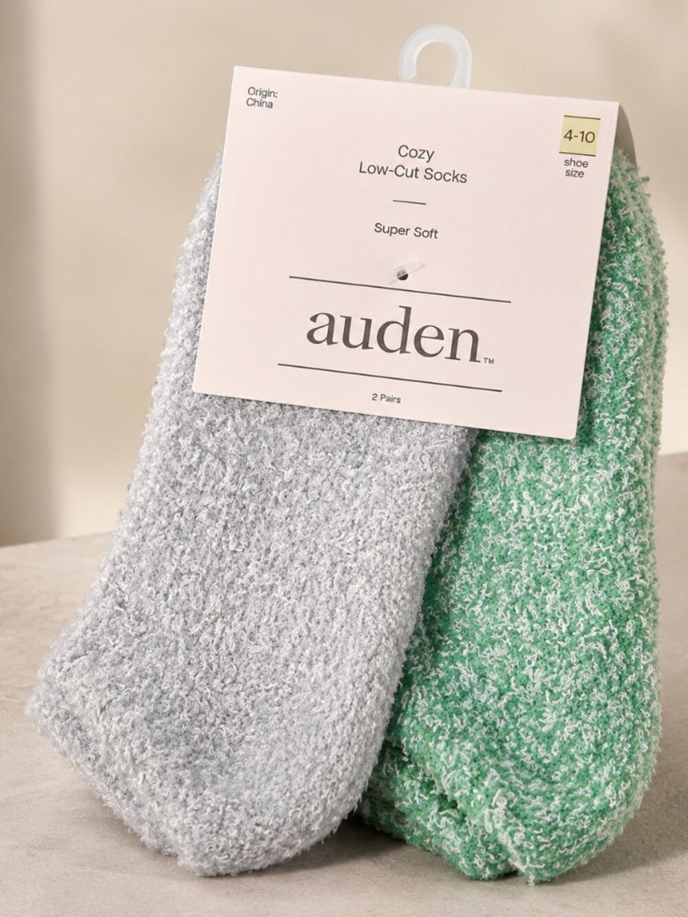 NWT Auden Fuzzy Cozy Low-Cut Socks 2-Pack 4-10